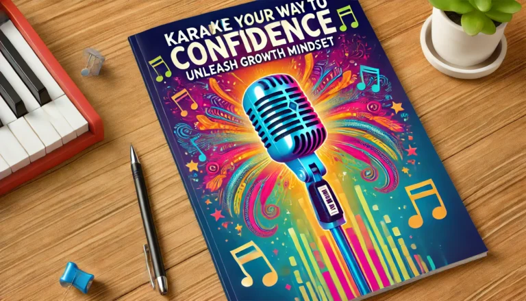 colorful magazine with title "Karaoke your way to Confidence: Unleash Growth Mindset"