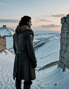 Jon Snow at the Wall in GOT